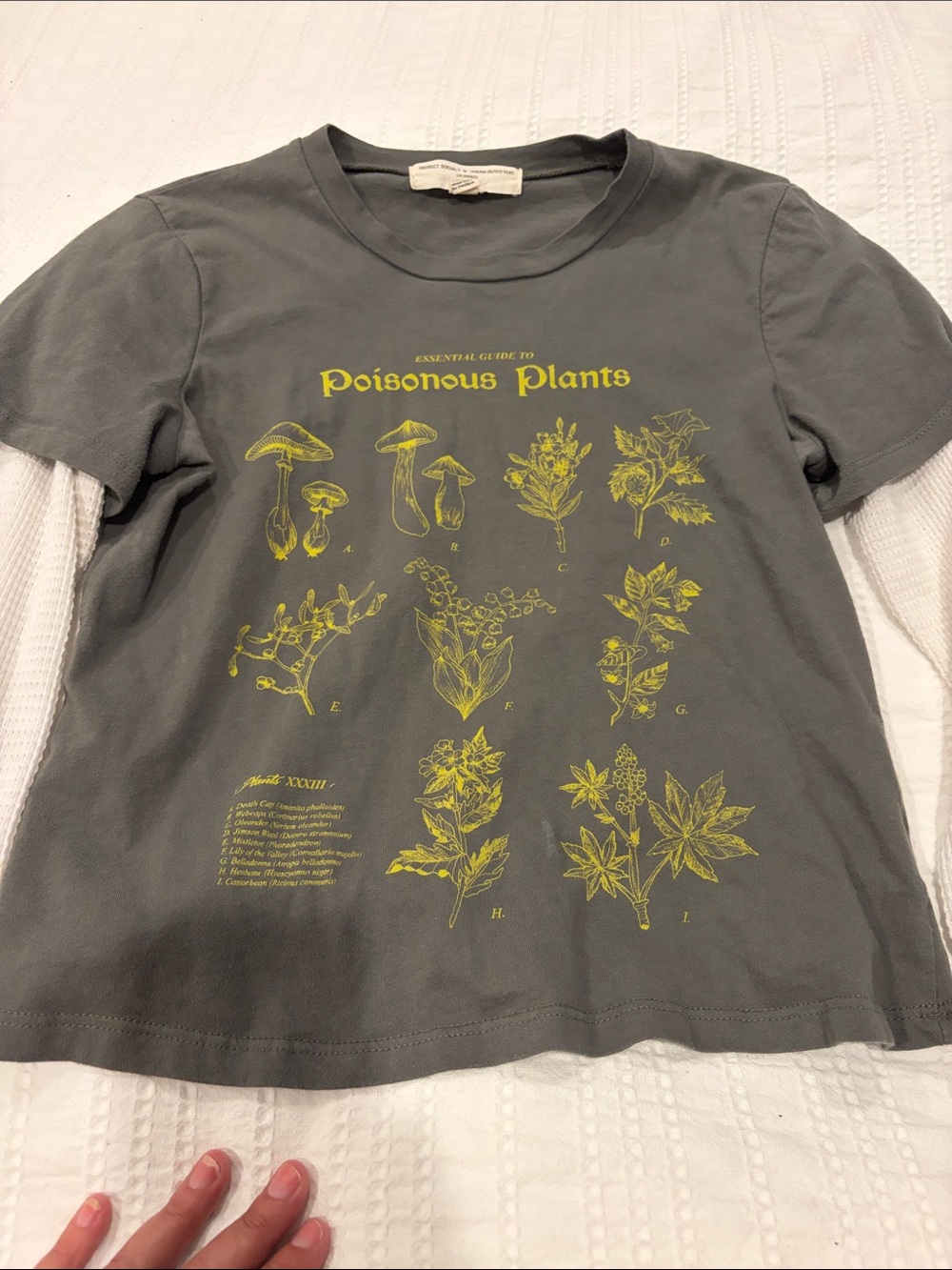 Urban Outfitters Grey Layered-Look 'Poisonous Plants' Graphic Long Sleeve Tee - Picture 3 of 4